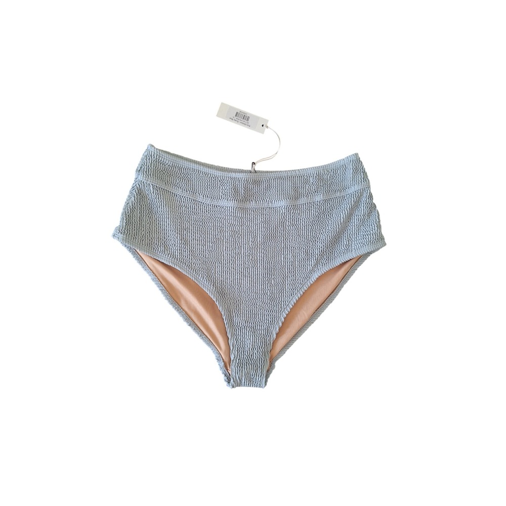Rhythm Women Dusty Blue Rafa High Waisted Seersucker Bikini Bottoms XL NWT